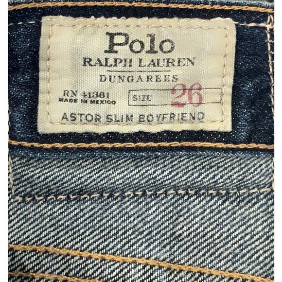 Ralph Lauren Astor Slim Boyfriend Jeans 26 Denim Distressed Patchwork Dungarees - Picture 8 of 8